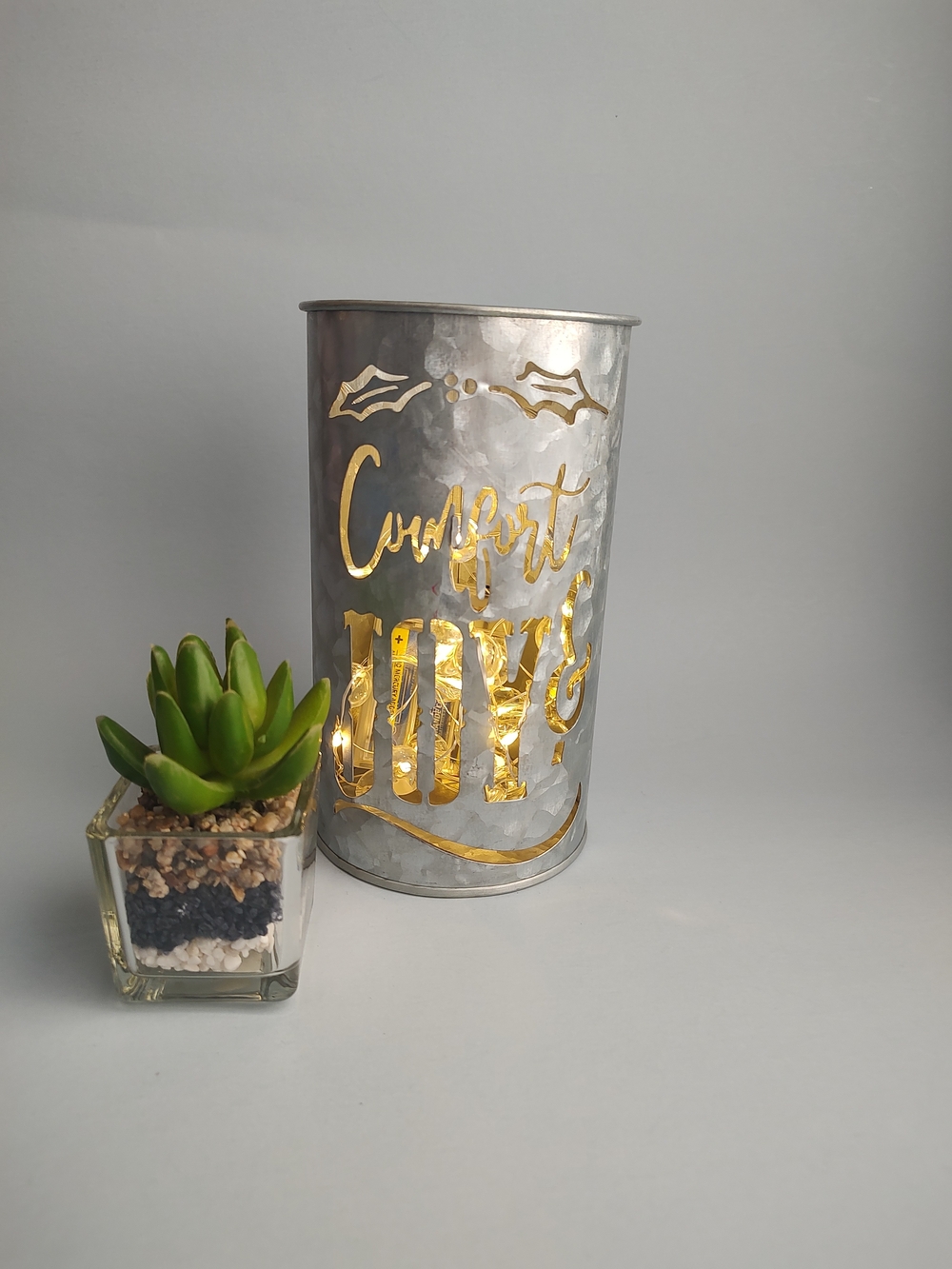Galvanized Metal Lantern Bucket Christmas Medium New